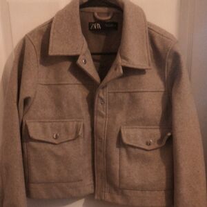 Zara Beige Shirt Jacket